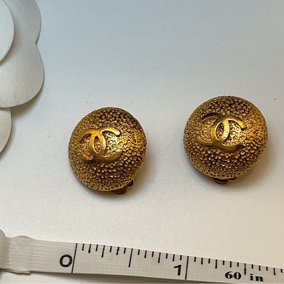 Chanel Textured Button Clip On Earrings - Picture 7 of 7